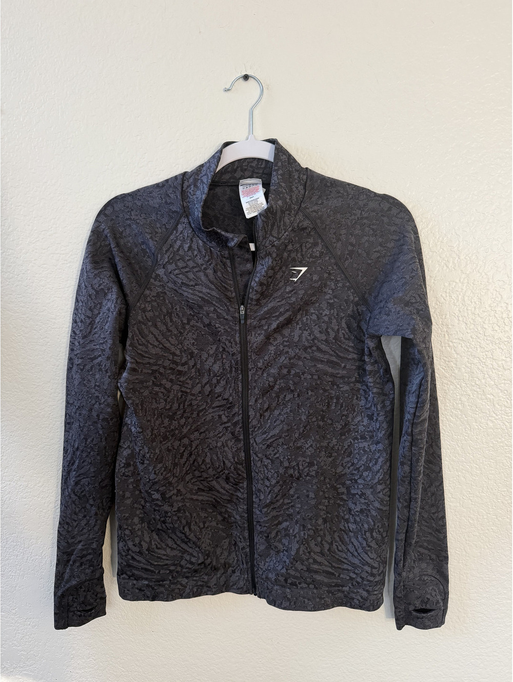 Gymshark Women's Black Animal Print Patterned Activewear Jacket Size Large